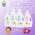 Chomel Combo Set A: Laundry Detergent x 2pcs, Fabric Softener x 1pcs, Breastpump Cleanser x 1pcs