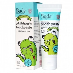 Buds Organics Children's Toothpaste with Fluoride - Green Apple (50ml)