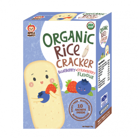 Apple Monkey Organic Rice Cracker (Blueberry Strawberry Flavour)