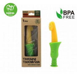 Haakaa Silicone Teething Toothbrush with suction stand (Corn)