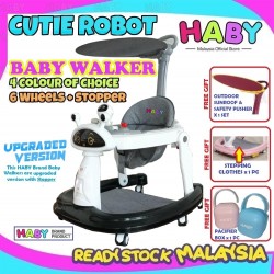 HABY Extra Large Cutie Robot Multi Function 6 Wheels Baby Walkers with Music & LED Lights - CRWK88