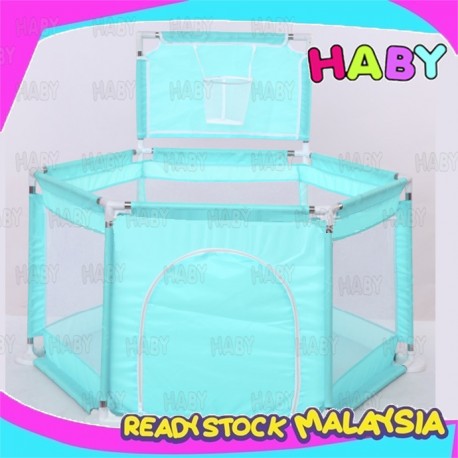 HABY Baby Hexagon Fence Safety Guard Rail Kids Playard Safety Fence with Basketball Loop