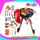 HABY Children's Play House Toy Electric Barbecue Grill Cart Simulation BBQ Food Realistic Sound And Sound Igniter Set