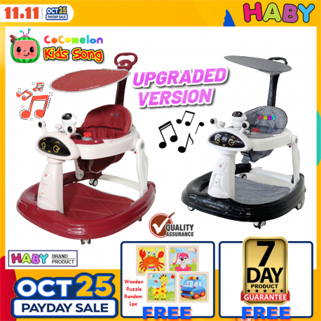 HABY Extra Large Cutie Robot Multi Function 6 Wheels Baby Walkers with Music & LED Lights - CRWK88