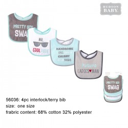 Hudson Baby Interlock Droller Baby Bibs - Pretty Boy Swag (4pcs)