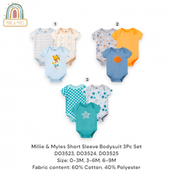 Millie & Myles Short Sleeve Bodysuit 3Pc Set