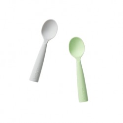 Miniware Silicone Training Spoon Set (2 Colour Variations) - Grey + Key Lime