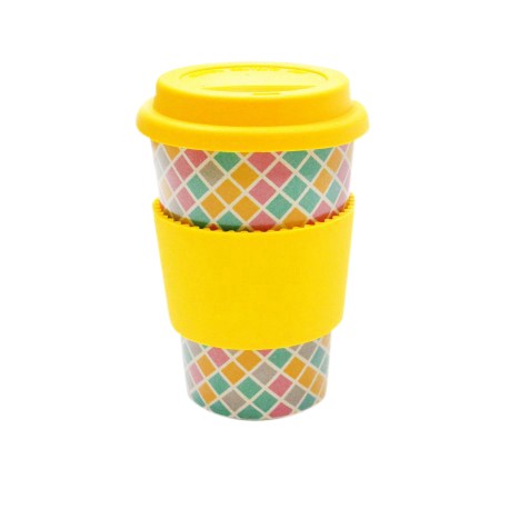 Rice Husk Ware Cafe Mug (New Series) - Mosaic + Yellow