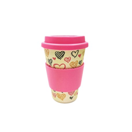 Rice Husk Ware Cafe Mug (New Series) - Heart + Pink