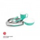 Viida Souffle Antibacterial Stainless Steel Kids Tableware Set - Turquoise Green