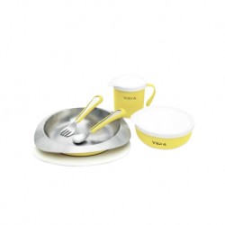 Souffle Antibacterial Stainless Steel Kids Tableware Set - Lemon Yellow