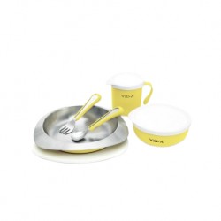 Soufflé Antibacterial Stainless Steel Kids Tableware Set - Lemon Yellow