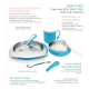Soufflé Antibacterial Stainless Steel Tableware Set with Suction Pad - Turquoise Green