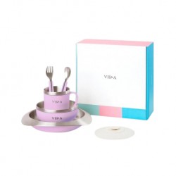 Soufflé Antibacterial Stainless Steel Kids Tableware Set with Suction Pad