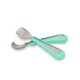 Viida Souffle Antibacterial Stainless Steel Fork & Spoon Set (S) - Turquoise Green