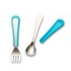 Viida Soufflé Antibacterial Stainless Steel Fork & Spoon Set (S) - Baby Blue