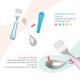 Viida Soufflé Antibacterial Stainless Steel Fork & Spoon Set (L) - Baby Blue