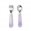 Viida Souffle Antibacterial Stainless Steel Fork & Spoon Set (L) - Cosmic Mauve