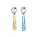 Viida Souffle Antibacterial Stainless Steel Spoon Set (L) - Baby Blue+Lemon Yellow