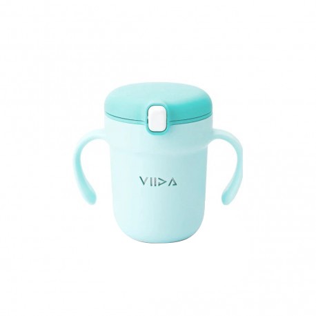 Soufflé Antibacterial Stainless Steel Straw Sippy Cup - Turquoise Green