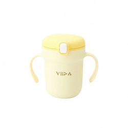 Viida Souffle Antibacterial Stainless Steel Straw Sippy Cup - Lemon Yellow