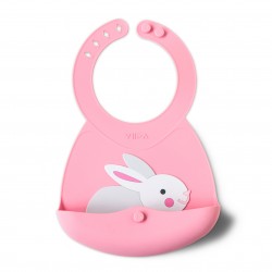 Viida Joy Series Baby Bib - Jet Taffy Pink Rabbit