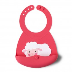 Viida Joy Series Baby Bib - Molly Hot Pink Sheep Red