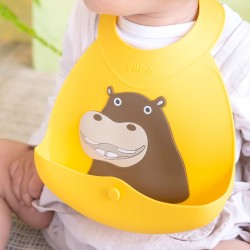 Viida Joy Series Baby Bib - Hardy Lemon Yellow Hippo