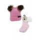 Akarana Baby Baby Beanie Double Faux Fur Pom-Pom & Socks (Pink Combo)