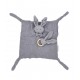 Akarana Baby Marshmallow Organic Cotton Baby Security Blanket with Natural Wood Teether Handkerchief (Grey)