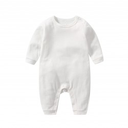 Akarana Baby Quality Newborn Baby Long Sleeve Bodysuit / Baby Sleepwear One-Piece Double Sided Dupion Cotton (White 12M)