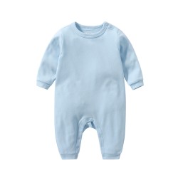 Akarana Baby Quality Newborn Baby Long Sleeve Bodysuit / Baby Sleepwear One-Piece Double Sided Dupion Cotton (Blue 9M)