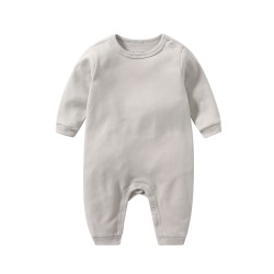 Akarana Baby Quality Newborn Baby Long Sleeve Bodysuit / Baby Sleepwear One-Piece Double Sided Dupion Cotton (Grey 3M)