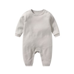 Akarana Baby Quality Newborn Baby Long Sleeve Bodysuit / Baby Sleepwear One-Piece Double Sided Dupion Cotton (Grey 9M)