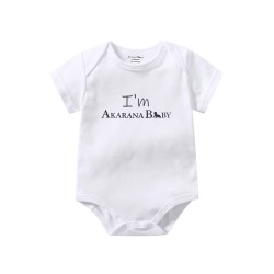 Akarana Baby Quality Newborn Baby Romper Graphic Logo One-Piece Double Sided Dupion Cotton (0-3M White)