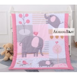 Akarana Baby Animal Theme Baby Comforter / Baby Quilt (Cute Elephant & Bird)