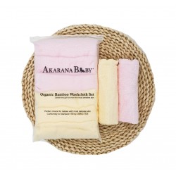 Akarana Baby Organic Bamboo Washcloth Set Super Soft 6 in 1 Pack Baby Handkerchief (Pink & Yellow)