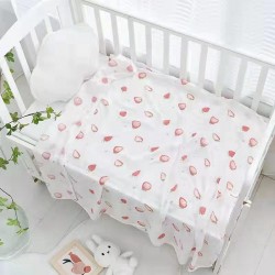 High Quality Newborn Baby Bamboo Muslin Swaddle Soft Blanket - Strawberry