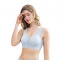 Akarana Baby Laser-Cut Basic Nursing Sleep & Yoga Bra For Breastfeeding Women Button Front Maternity Comfy Bralette (Light Blue)