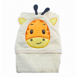 Akarana Baby Bunny Microfiber Coral Fleece Baby Hooded Towel - Giraffe Cream