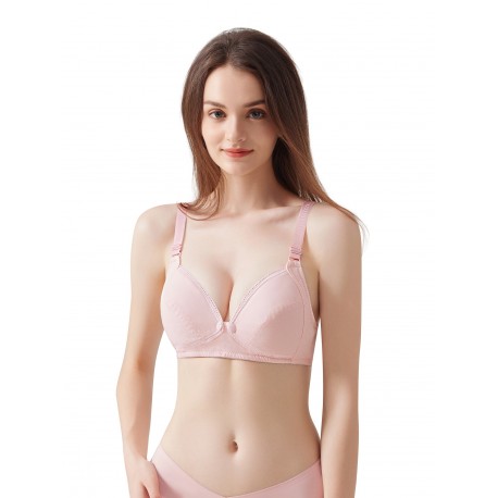 Basic+ Button Front Maternity & Nursing Bra - Pink