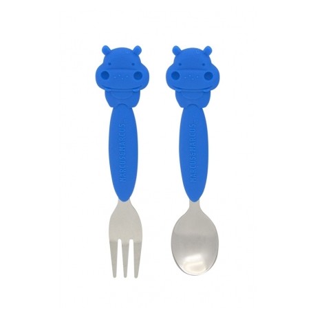 Marcus & Marcus Toddler Spoon & Fork Set (Blue Lucas)