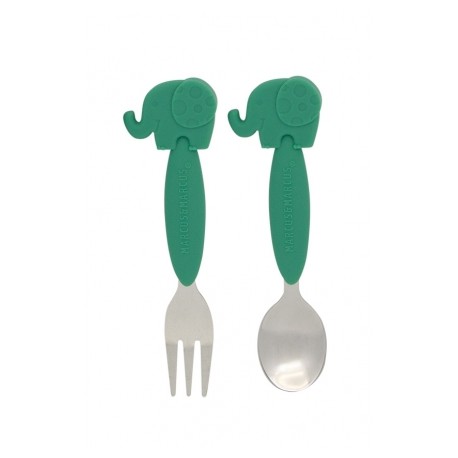 Marcus & Marcus Toddler Spoon & Fork Set (Green Ollie)