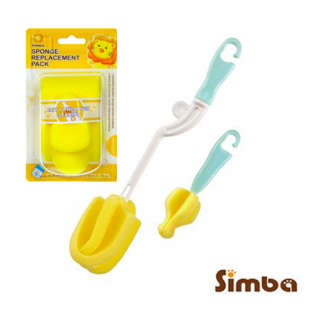 Simba Bottle & Nipple Brush Set With Replacement Sponge (Blue)