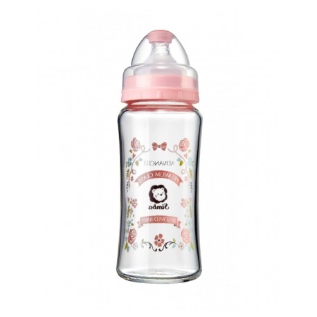 Simba Crystal Romance Wide Neck Glass Bottle [Rose Pink] - 270ml/9oz