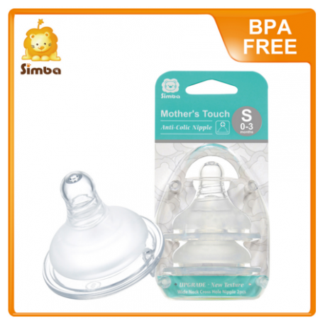 Simba Mother Touch Anti Colic Nipple (Wide Neck/Cross Hole ) Twin Pack (S-Xl)