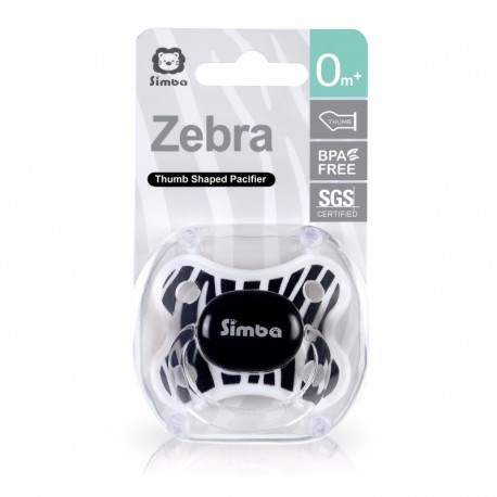 Simba 3D Thumb Shape Pacifier (0 Months+) - Zebra