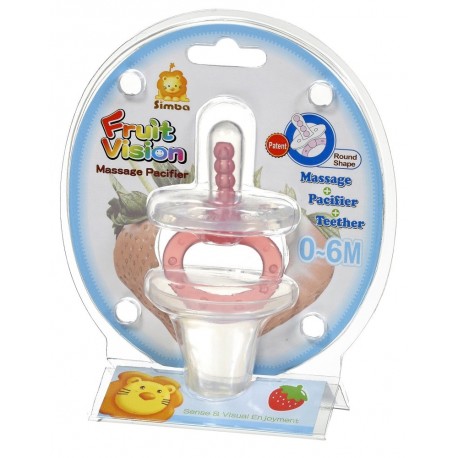 Simba Fruit Vision Round Shape Massage Pacifier (0 Months+) Red