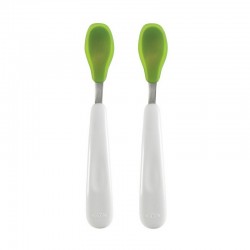 OXO TOT Feeding Spoon Set With Soft Silicone (Twin Pack) (Green)