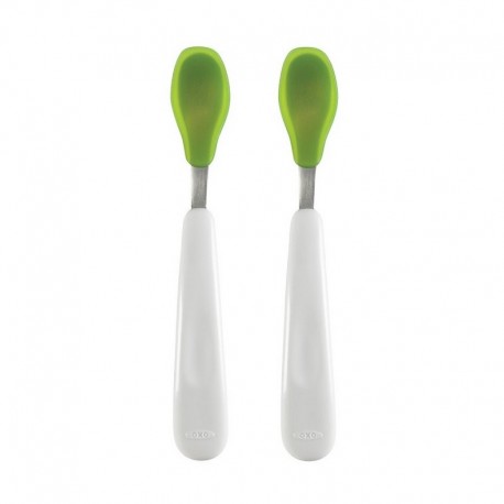 OXO TOT Feeding Spoon Set With Soft Silicone (Twin Pack) - Green